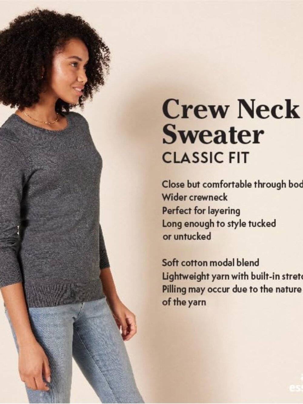Women's Long-Sleeve Lightweight Crewneck Sweater, Flattering Available in Plus S - Picture 2 of 7